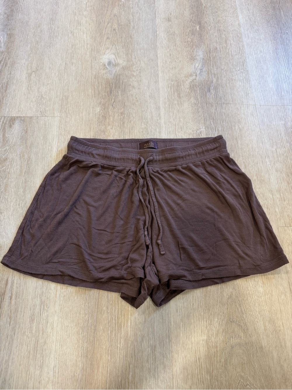 nuuds Chocolate Brown Knit Lounge Shorts with Drawstring